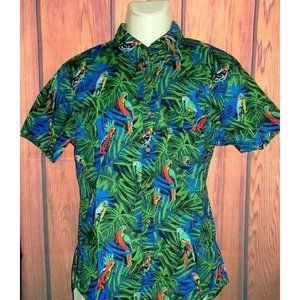 MENS AMERICAN EAGLE TROPICAL PARROTS SHIRT SIZE L